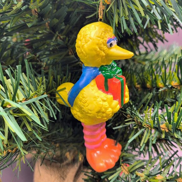 Vintage 1980s Big Bird Handpainted Ceramic Ornament in Box Sesame Street 4" - Picture 3 of 8